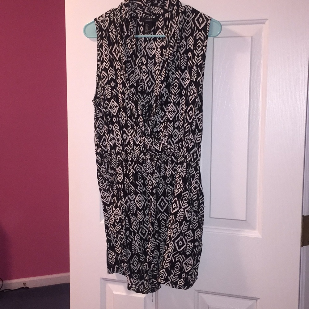 Black and white patterned romper